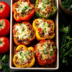 Stuffed Bell Peppers with Ground Turkey and Rice