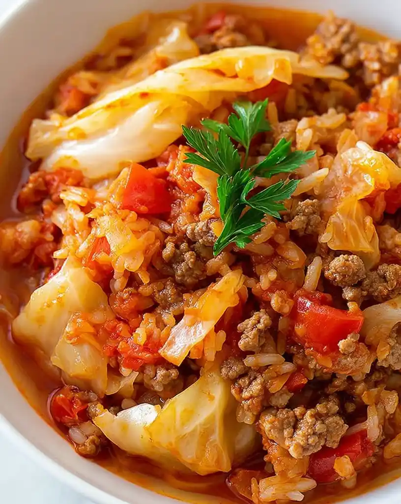 Stuffed Cabbage Soup close up
