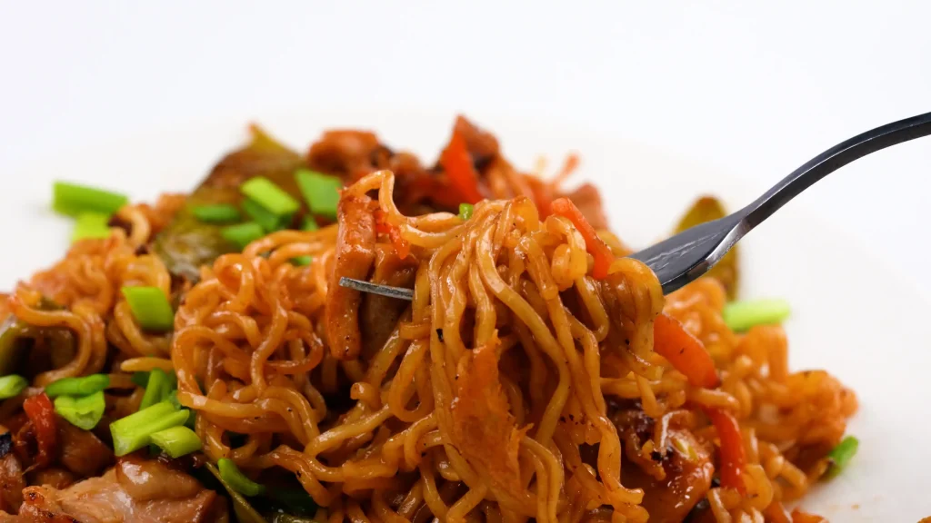 Chicken Ramen Stir Fry close up