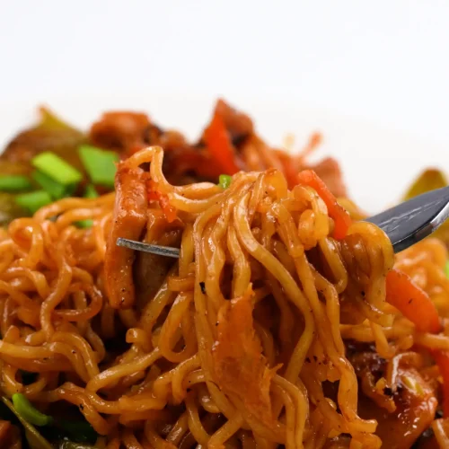 Chicken Ramen Stir Fry close up