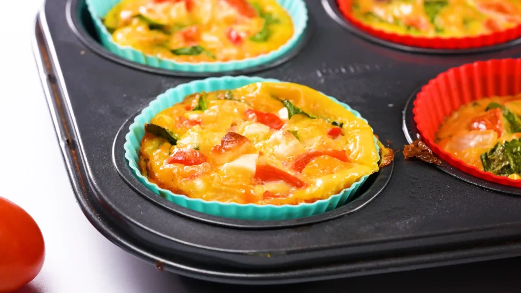 Egg Muffins with Spinach and Feta close up