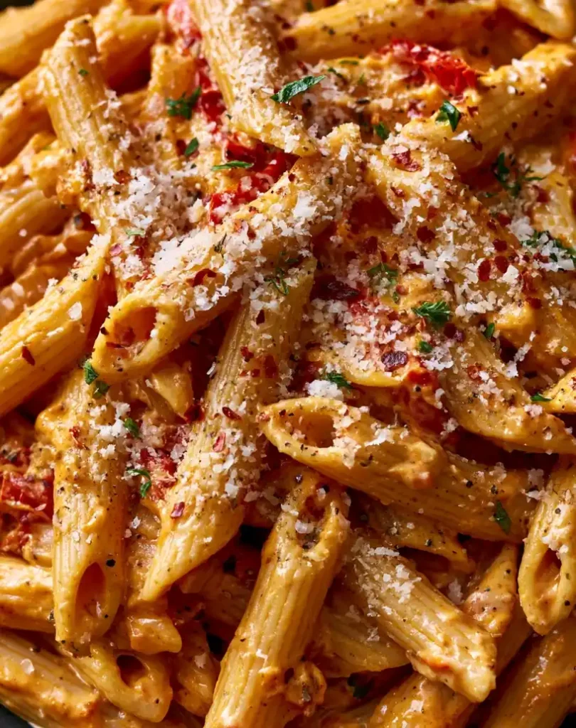Creamy Roasted Red Pepper Pasta close up
