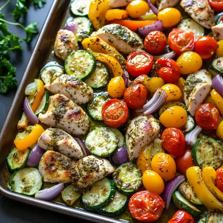 sheet pan pesto chicken and veggies