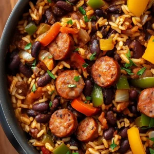 black beans and rice with sausage