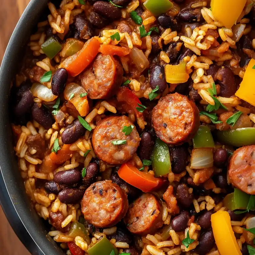 black beans and rice with sausage