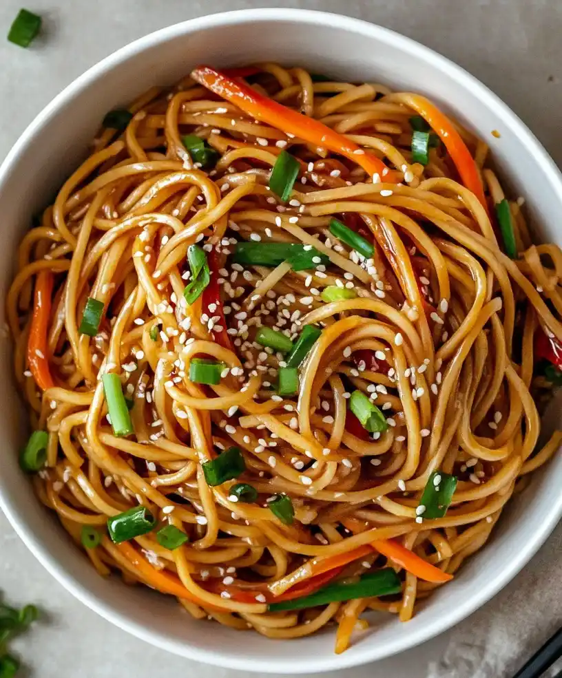 Asian Sesame Noodles close up