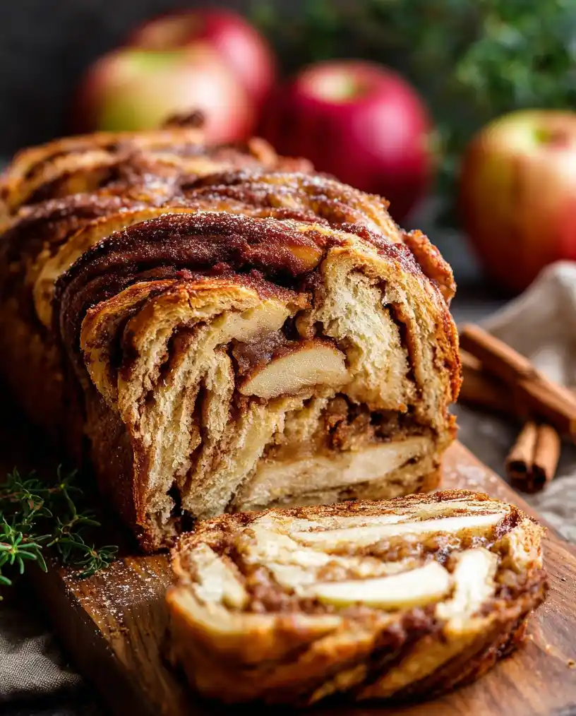 Apple Cinnamon Babka Bread close up