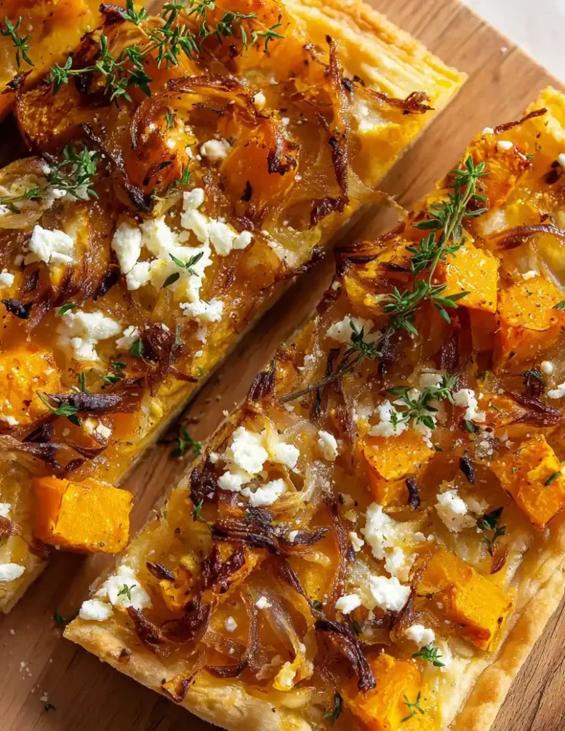 Caramelized Onion Butternut Squash Tart close up