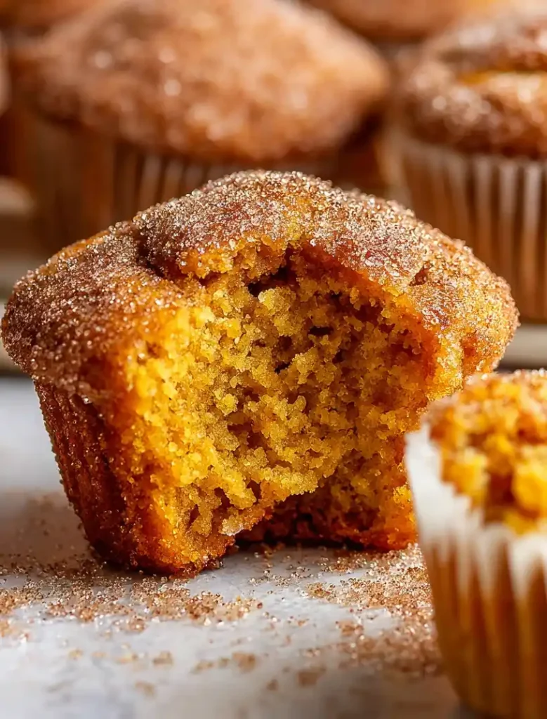 Cinnamon Sugar Pumpkin Muffins close up