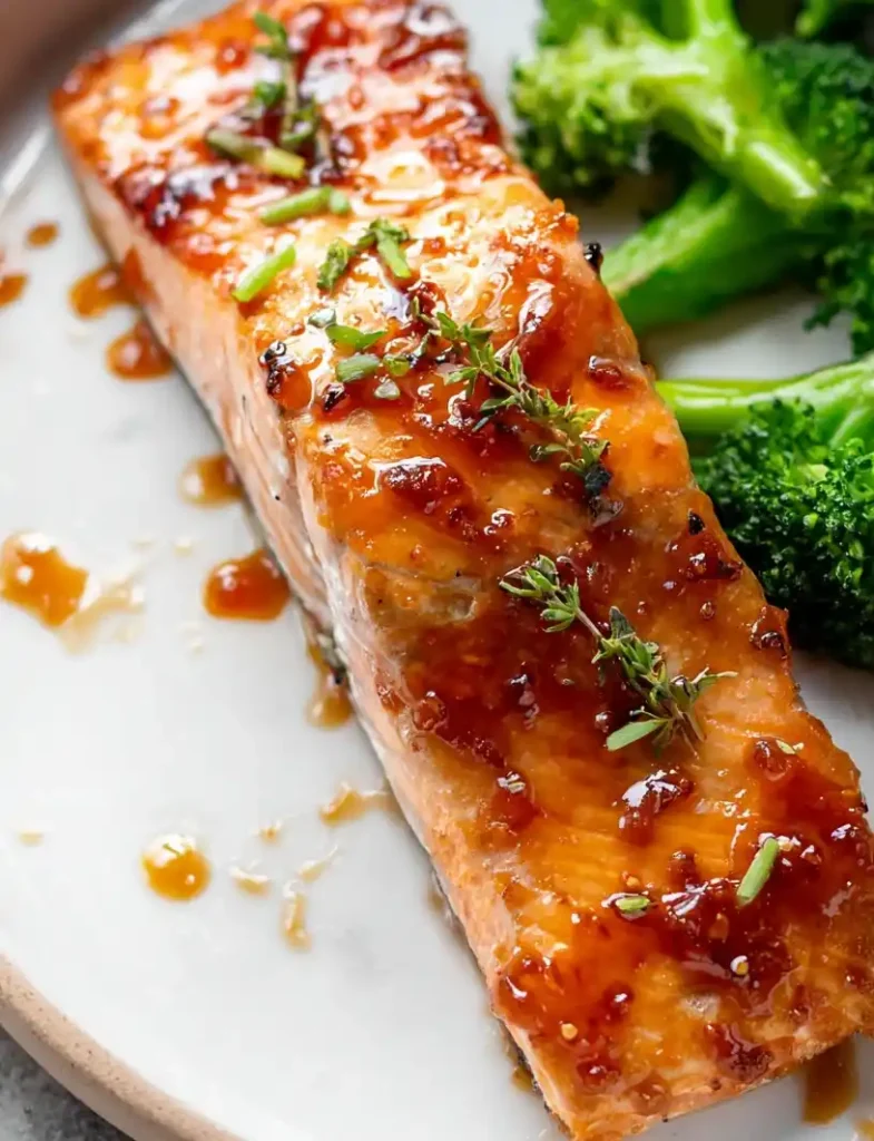 Maple Bourbon Glazed Salmon Recipe close up