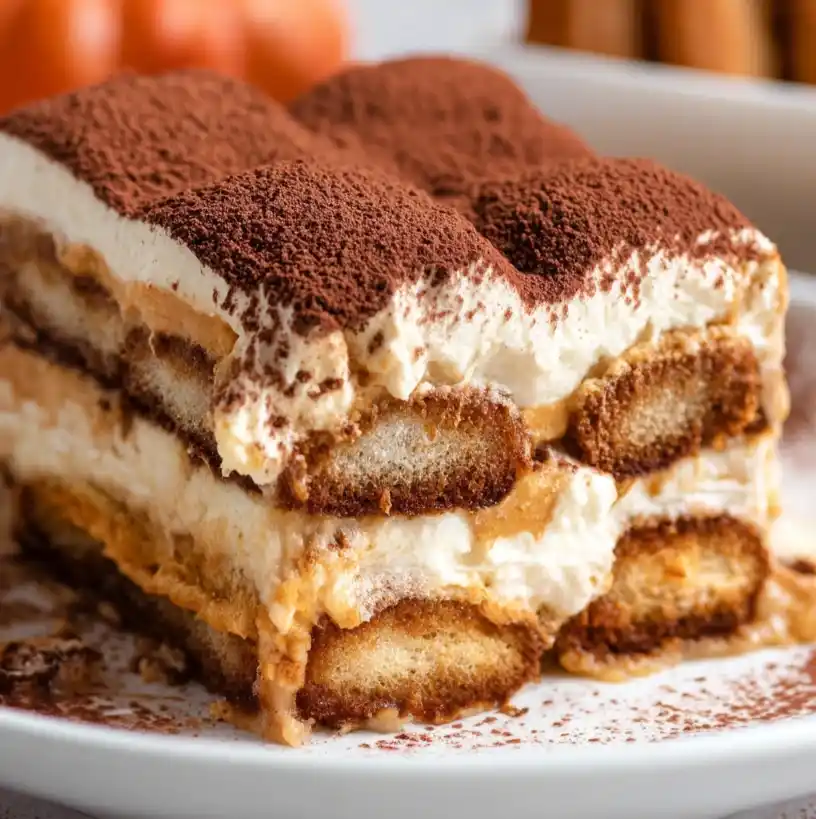 Pumpkin Spice Tiramisu close up