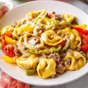 Crock Pot Cheesesteak Tortellini