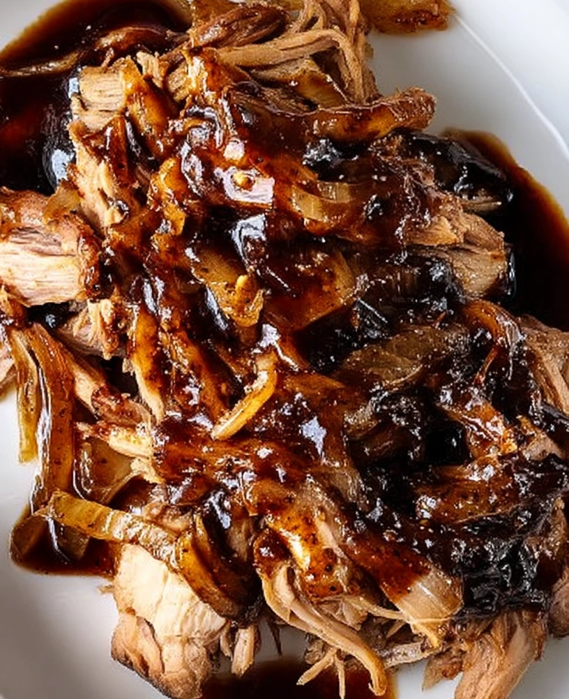 Slow Cooker Brown Sugar Balsamic Pork close up