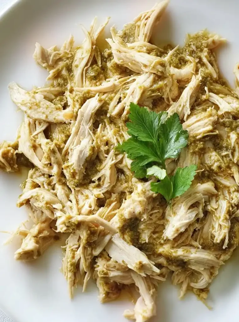 slow cooker salsa verde chicken dish close up