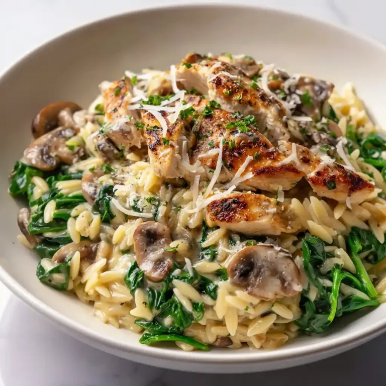 Spinach Mushroom Orzo with Chicken