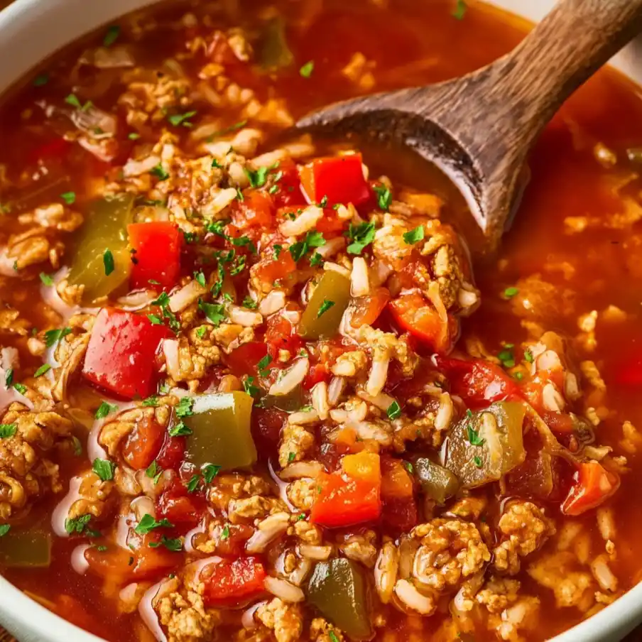 Stuffed Bell Pepper Soup with Ground Turkey