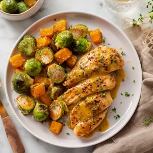 Sheet Pan Honey Dijon Chicken dish