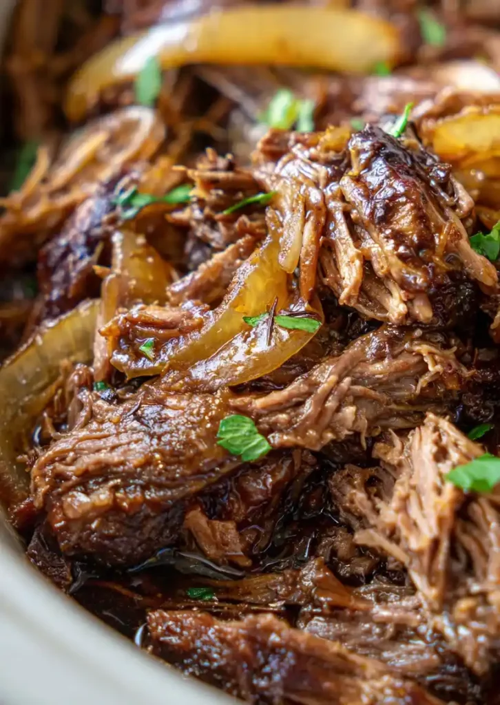 Slow Cooker French Onion Pot Roast close up