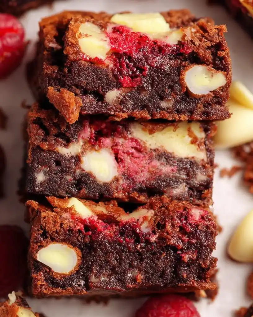 White Chocolate Raspberry Swirl Brownies close up