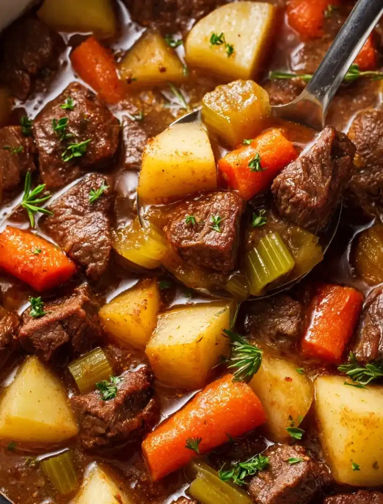 Dutch Oven Beef Stew Recipe close up