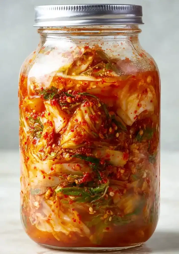 Fermented Cabbage Kimchi in a jar