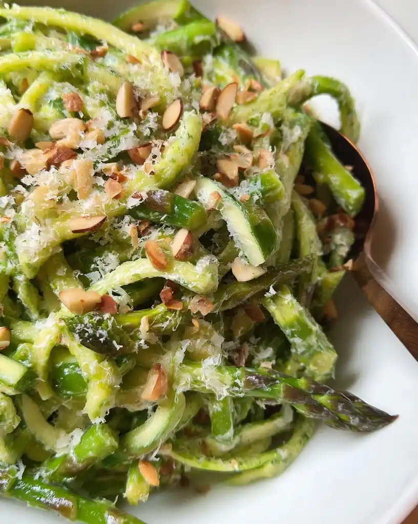 Shaved Asparagus Salad close up