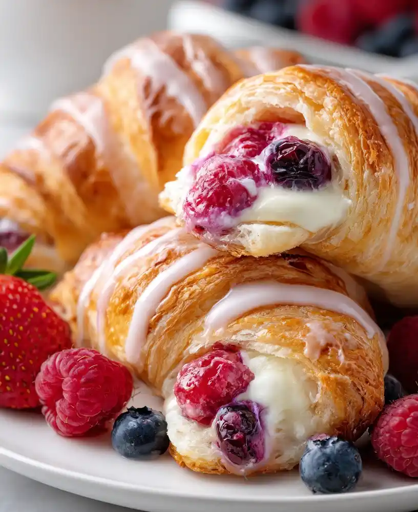 Berry Cream Cheese Stuffed Crescent Rolls close up
