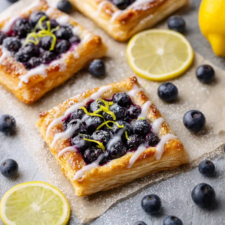 Blueberry Puff Pastry Tarts with Lemon Glaze