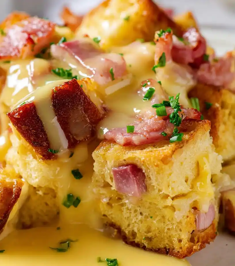 Eggs Benedict Casserole close up