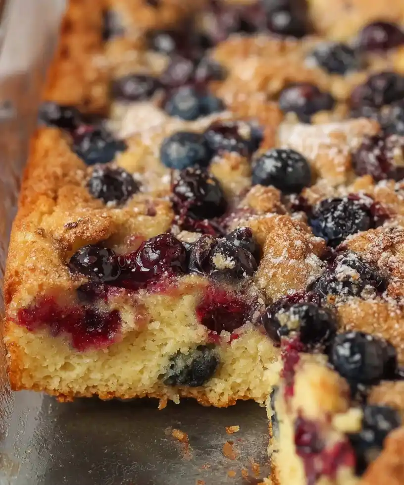 Overnight Blueberry Pancake Casserole close up