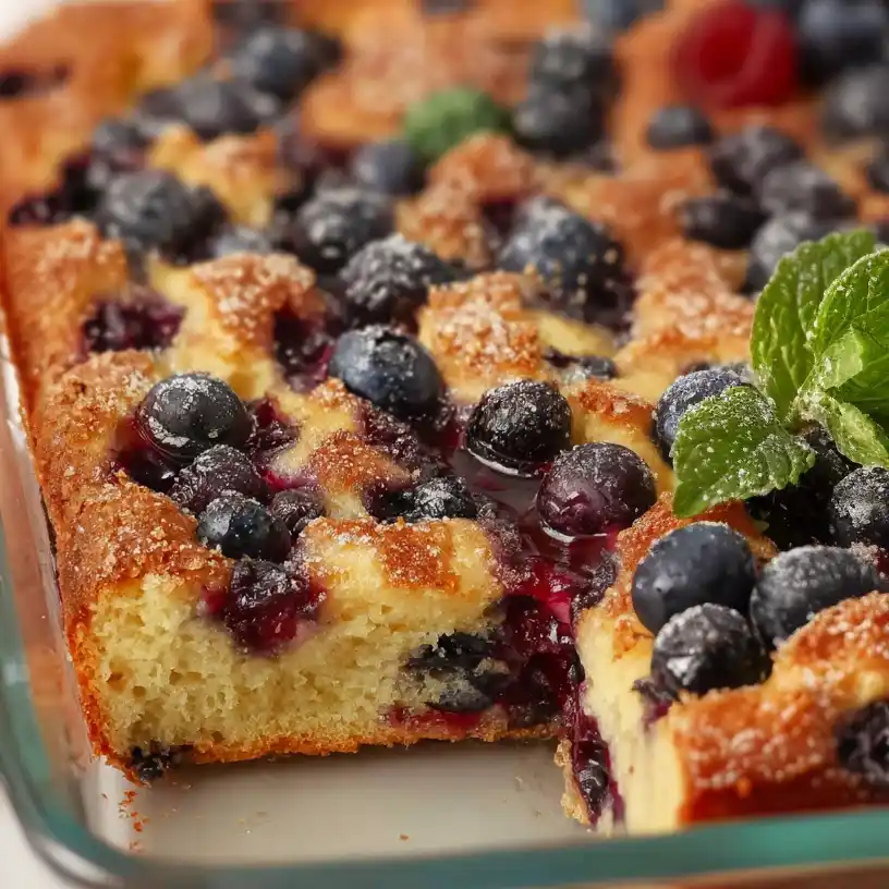 Overnight Blueberry Pancake Casserole