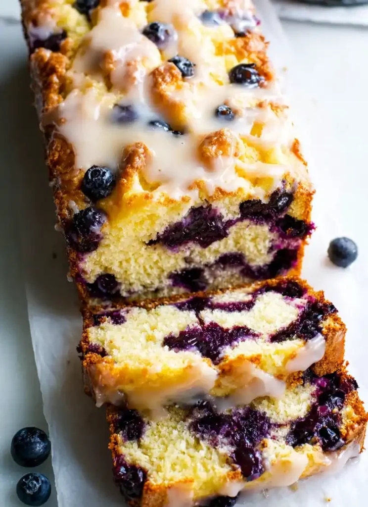 Lemon Blueberry Loaf Cake close up