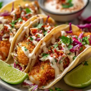 Crispy Air Fryer Fish Tacos with Chipotle Slaw