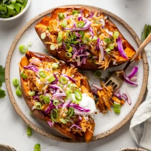 BBQ Chicken Stuffed Sweet Potatoes
