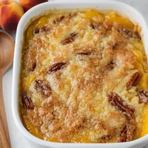 Peach Cobbler with Cake Mix Topping