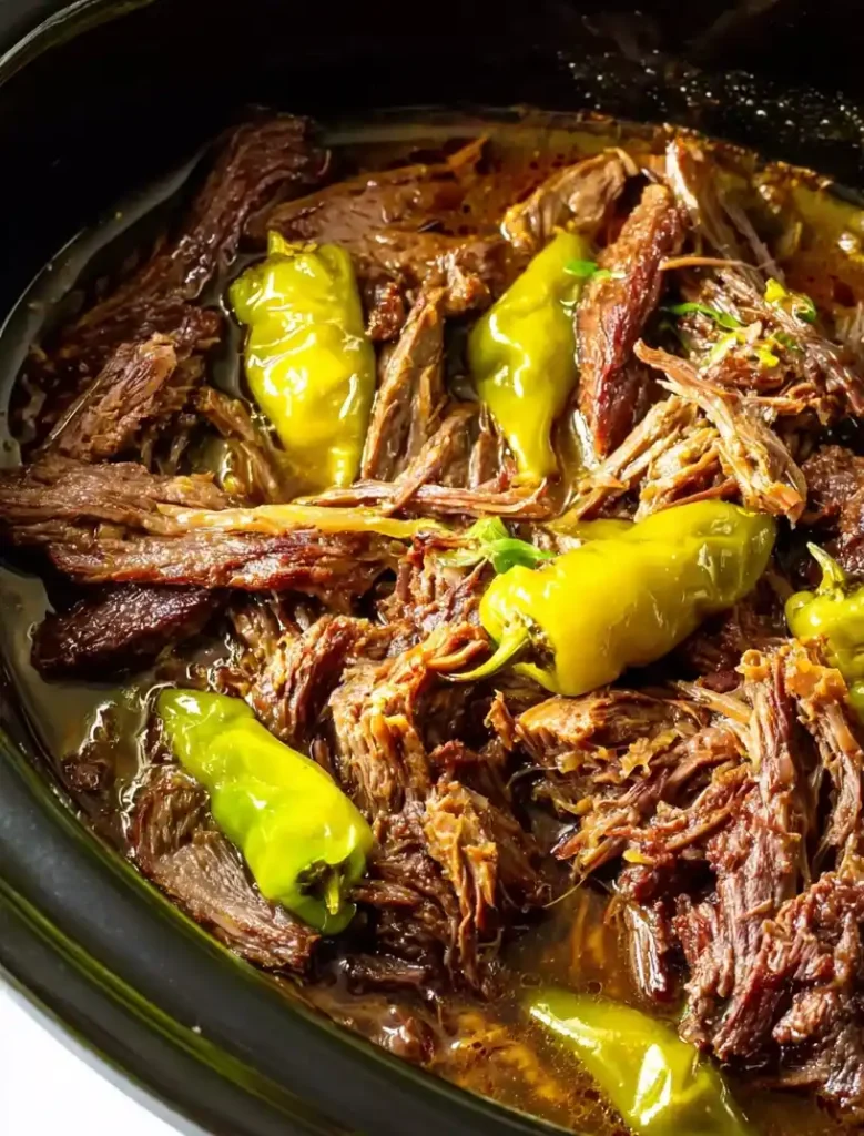 Slow Cooker Mississippi Pot Roast close up