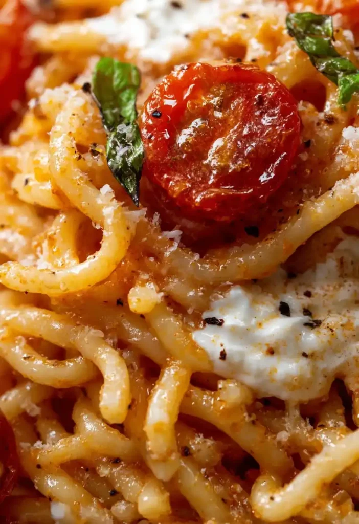 Tomato Burrata Pasta close up