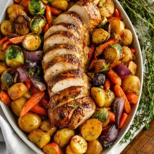 Baked Apple Cider Pork Tenderloin with Roasted Vegetables