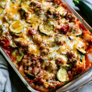 Cheesy Zucchini and Ground Beef Casserole