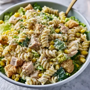 Corn and Chicken Caesar Pasta Salad