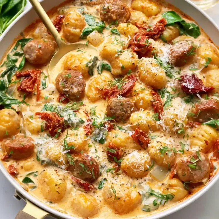 One Pan Creamy Tuscan Sausage Gnocchi