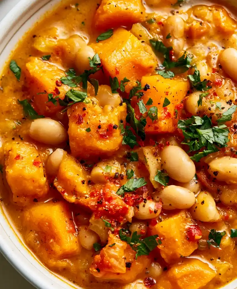 Butternut Squash and White Bean Stew close up